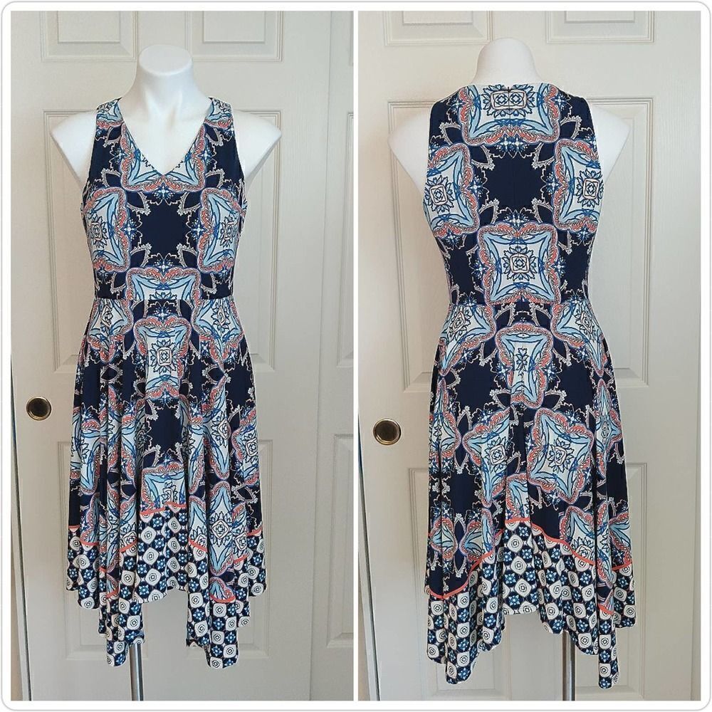 Maggy London stretch handkerchief hem summer dress sz 4P